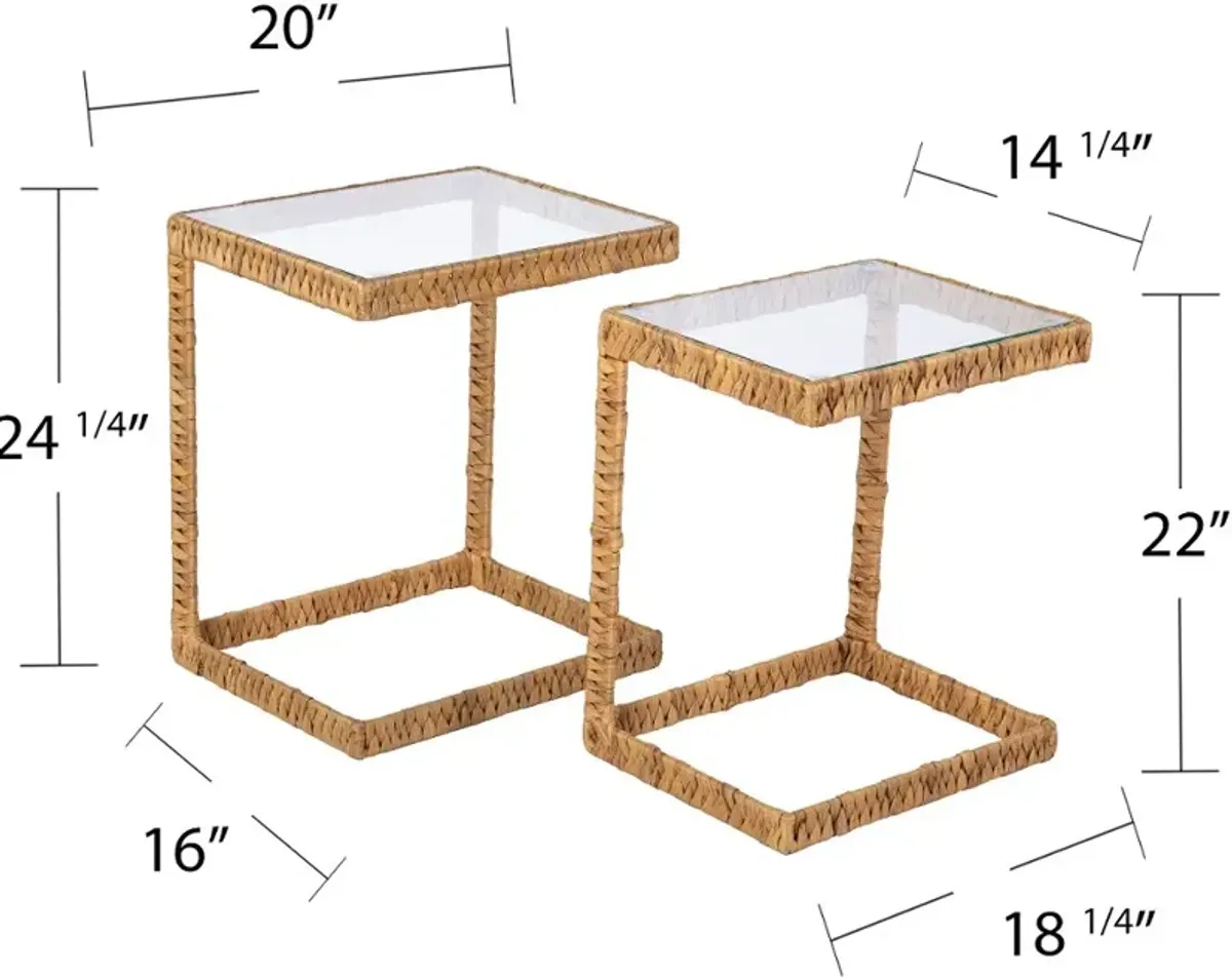 Ismaya Water Hyacinth & Glass C Tables Set of 2