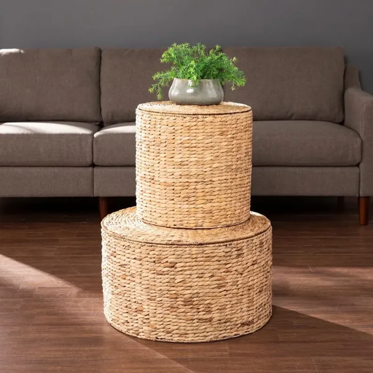 Satalia Round Hyacinth Storage Tables Set of 2