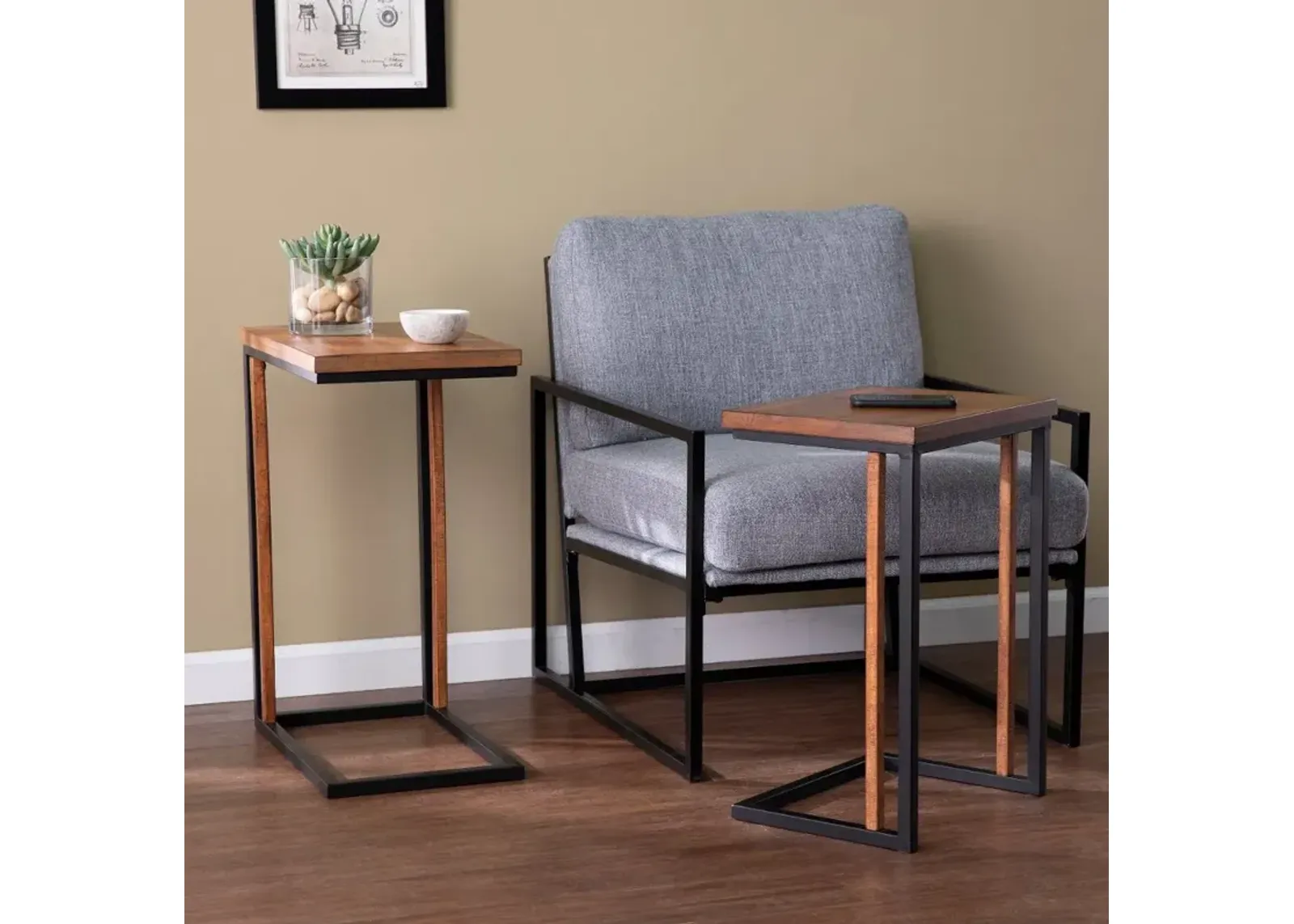 Sabanti Industrial Nesting C-Tables Set of 2