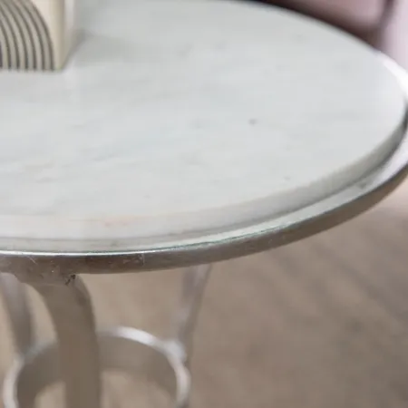 Fordoche Silver & Marble Round Accent Table