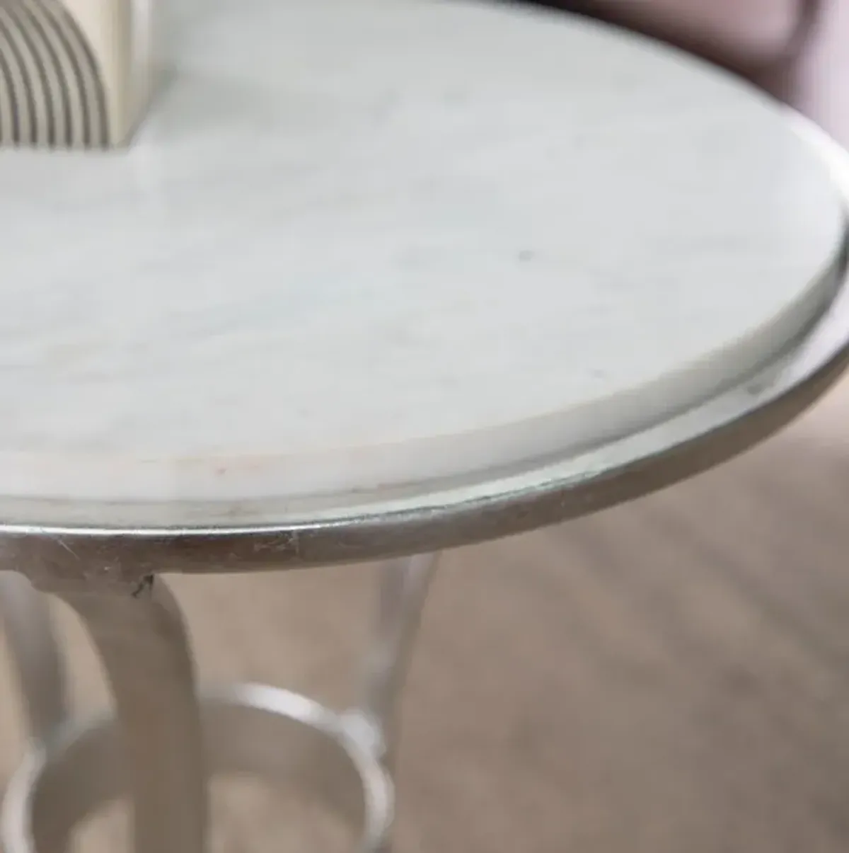 Fordoche Silver & Marble Round Accent Table