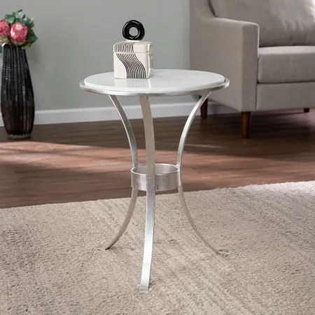Fordoche Silver & Marble Round Accent Table