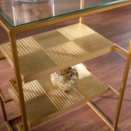 Penketh Gold End Table with Glass-Top