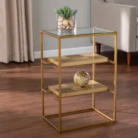 Penketh Gold End Table with Glass-Top