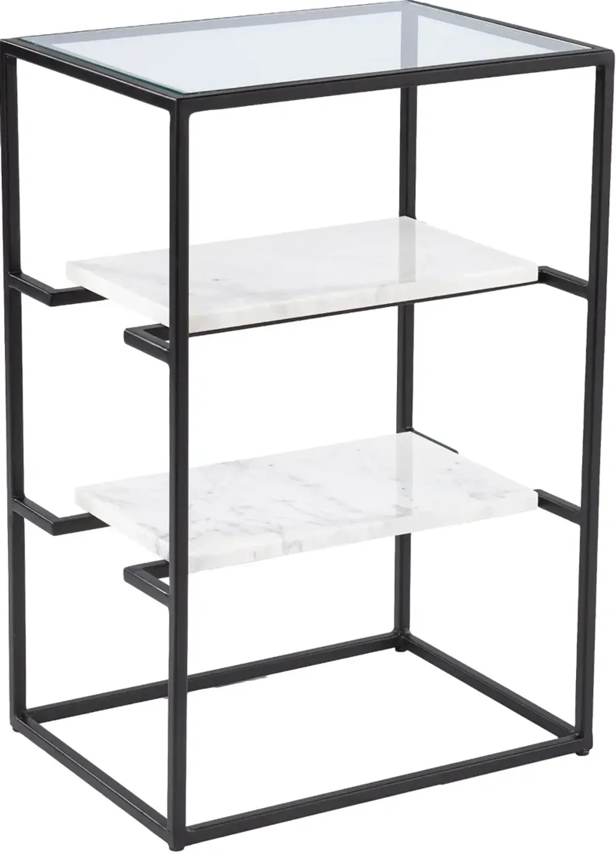 Paignton Black & White Glass-Top End Table