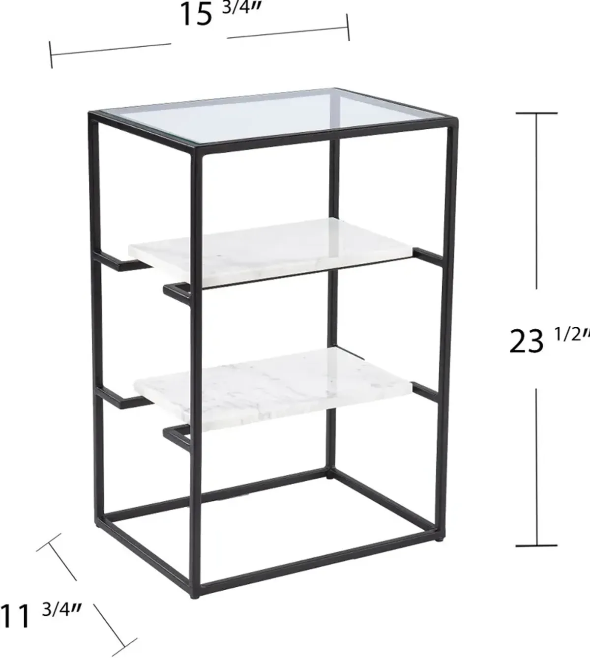 Paignton Black & White Glass-Top End Table