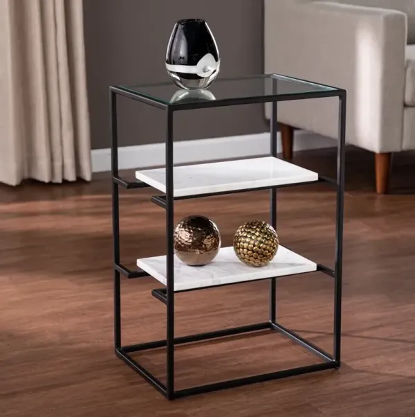 Paignton Black & White Glass-Top End Table