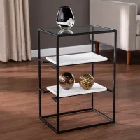 Paignton Black & White Glass-Top End Table