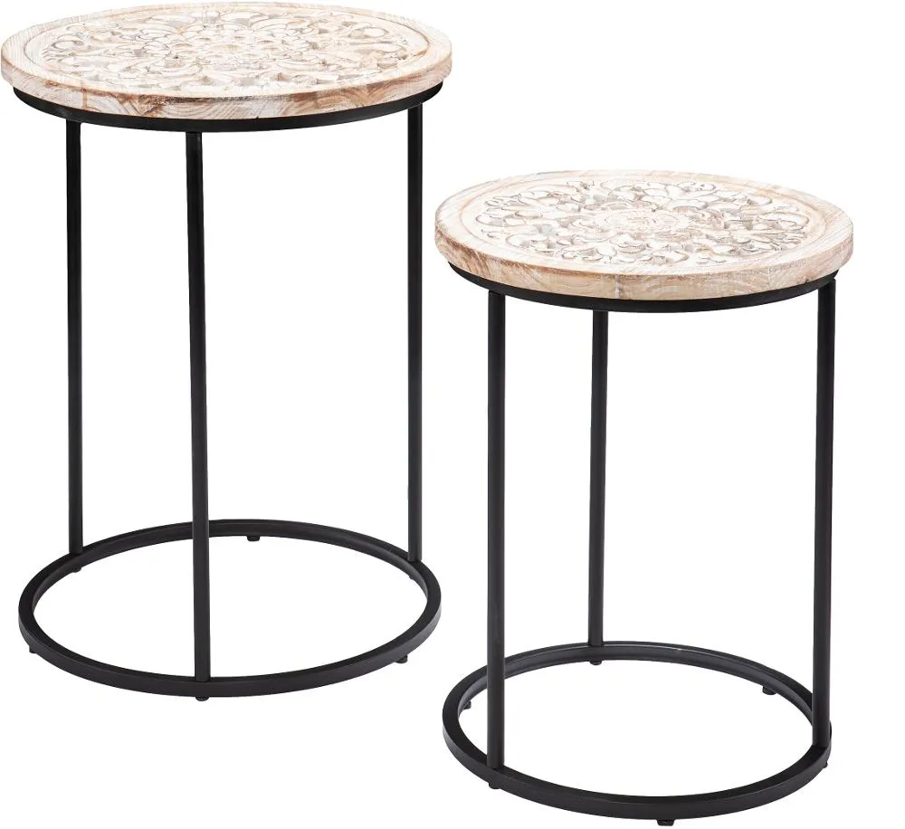 Swendland Whitewash Round Accent Tables Set of 2