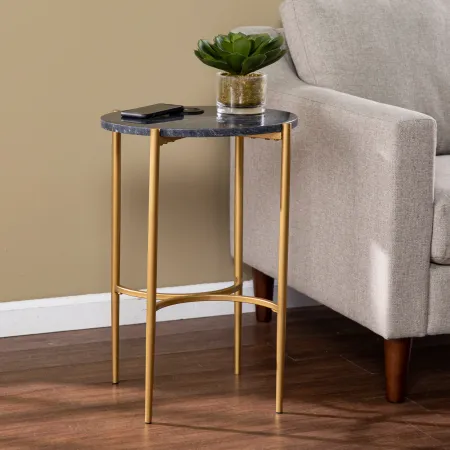 Clarvin Round Side Table with Wireless Charging Station