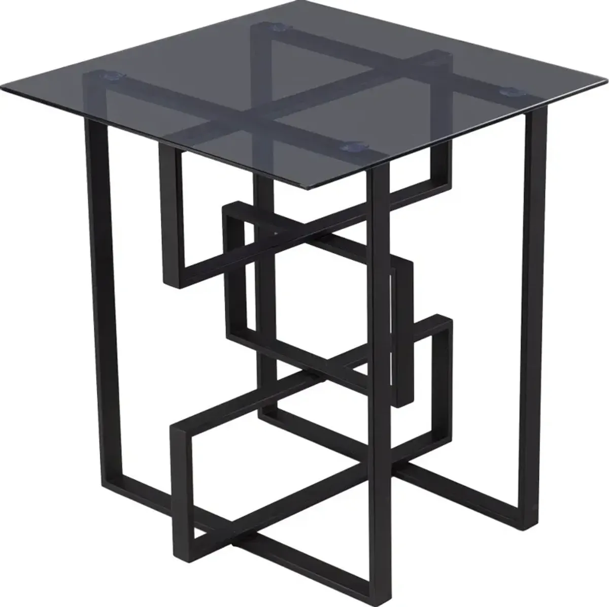 Clanlin Black Glass-Top Accent Table