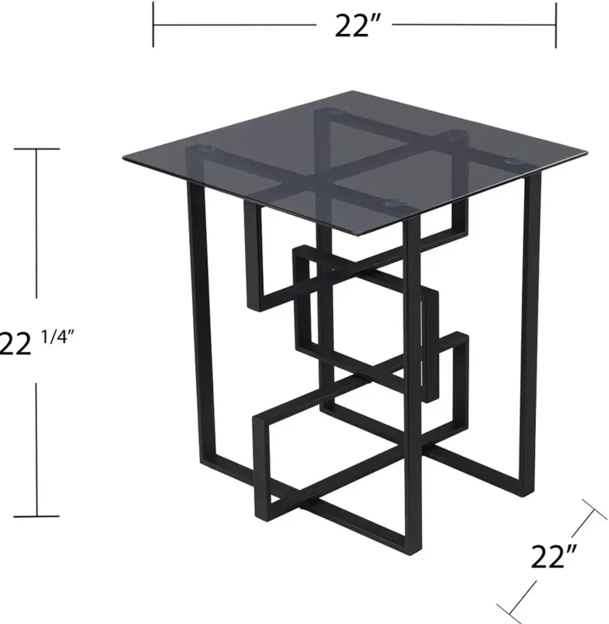 Clanlin Black Glass-Top Accent Table