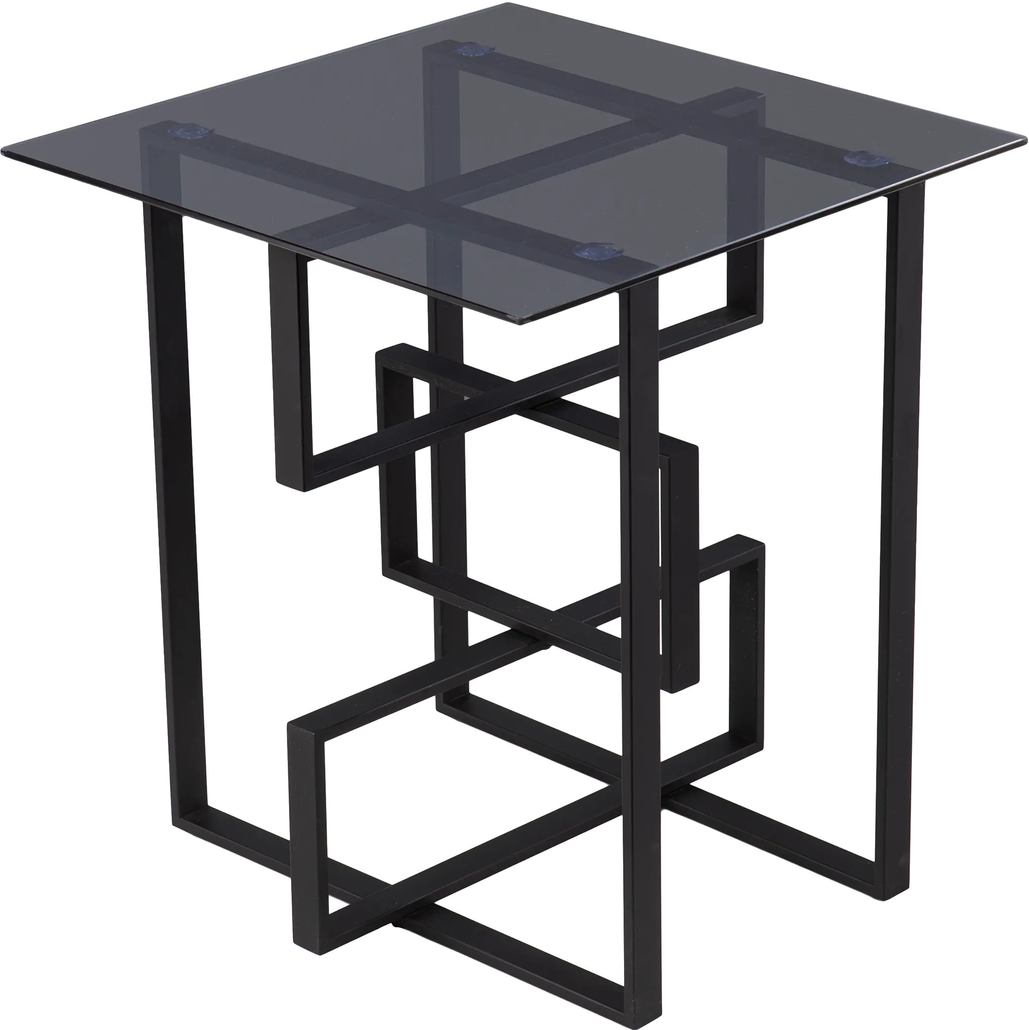 Clanlin Black Glass-Top Accent Table