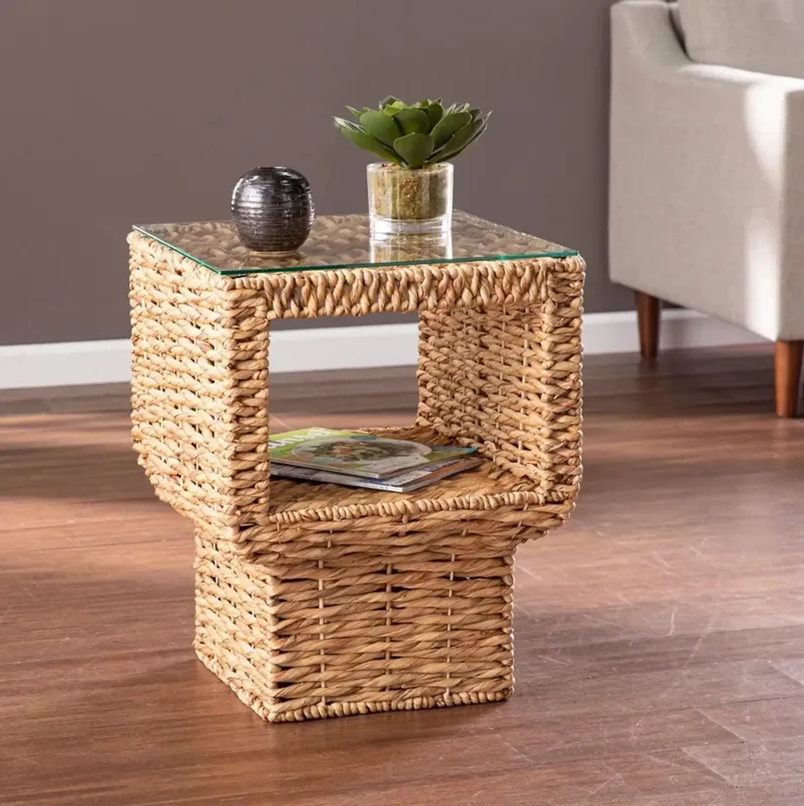 Pallston Water Hyacinth Square Accent Table