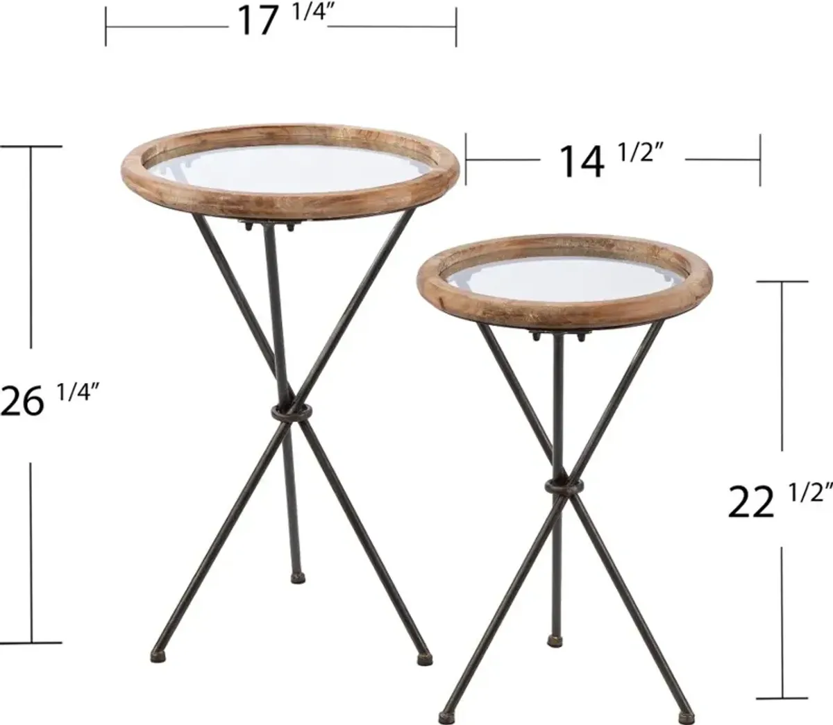 Crellon Glass-Top Accent Tables Set of 2