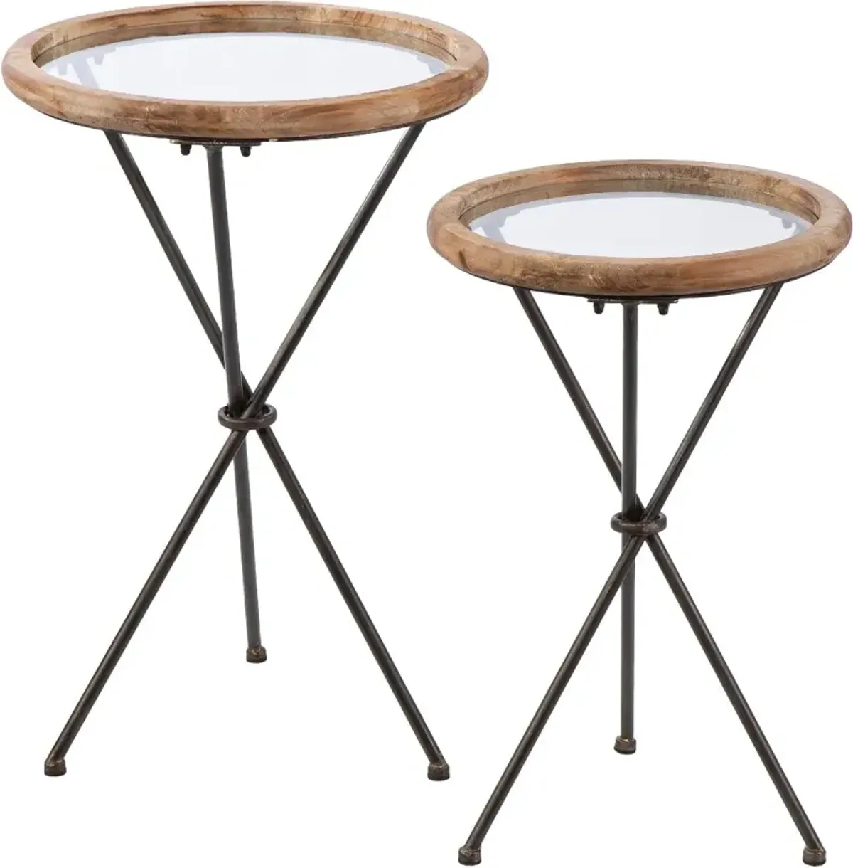 Crellon Glass-Top Accent Tables Set of 2