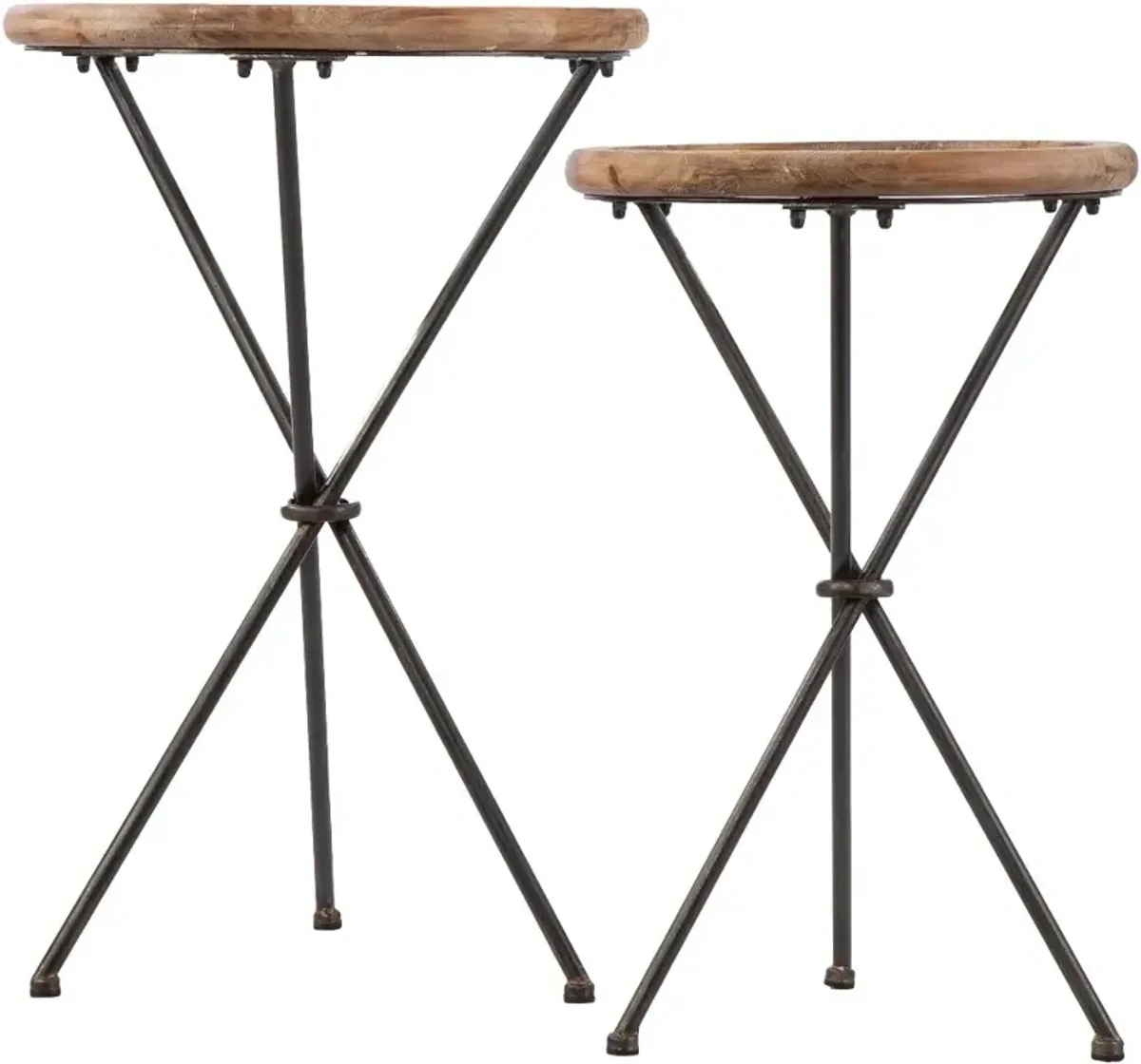 Crellon Glass-Top Accent Tables Set of 2