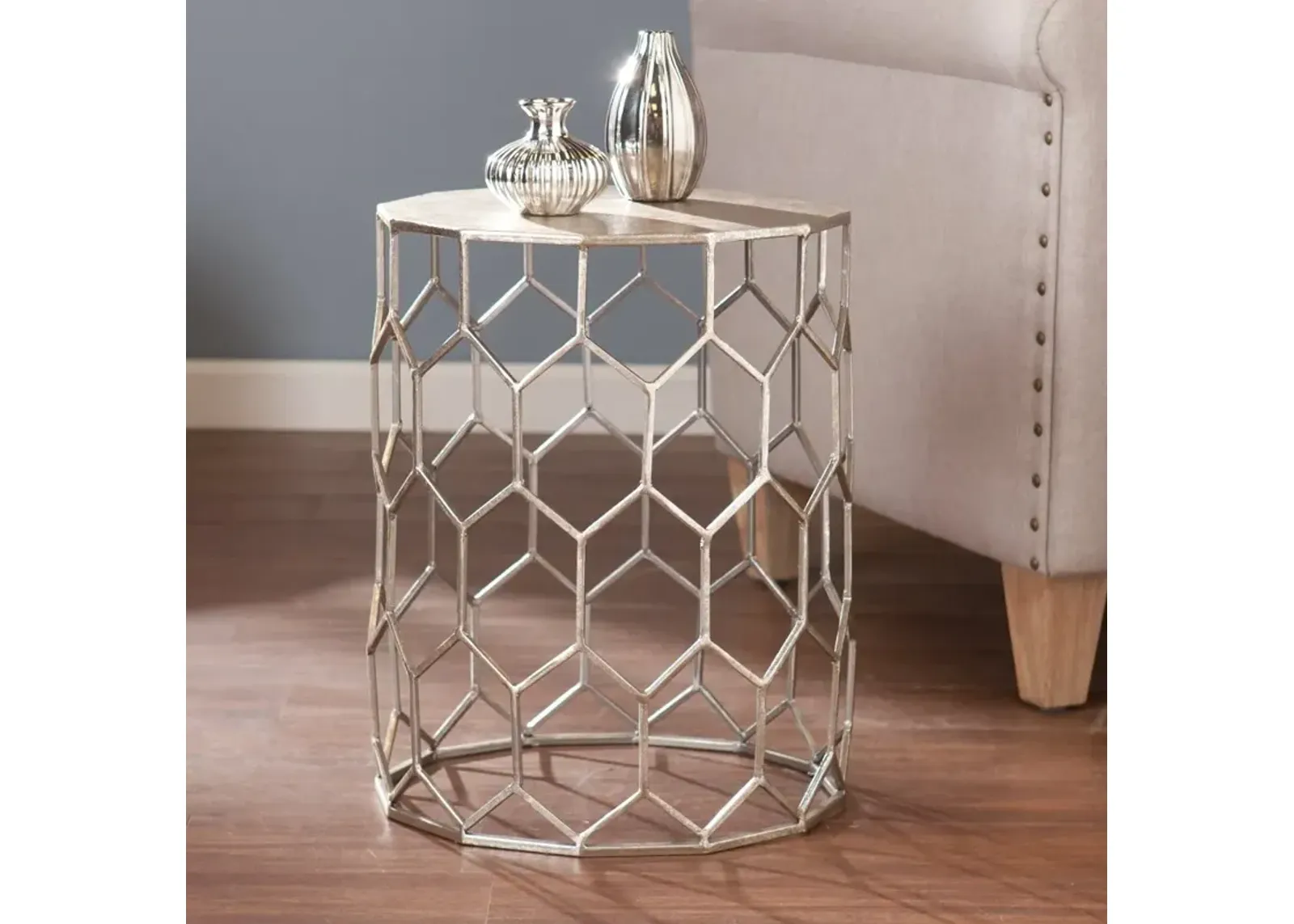 Clarissa Silver Metal Accent Table