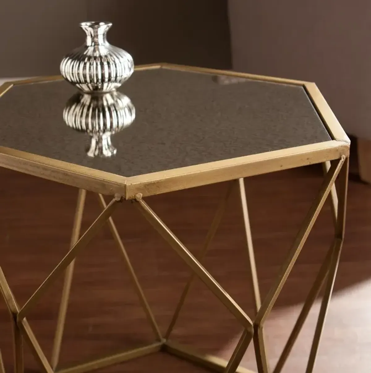 Joelle Gold Geometric Accent Table