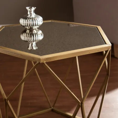 Joelle Gold Geometric Accent Table