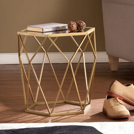 Joelle Gold Geometric Accent Table