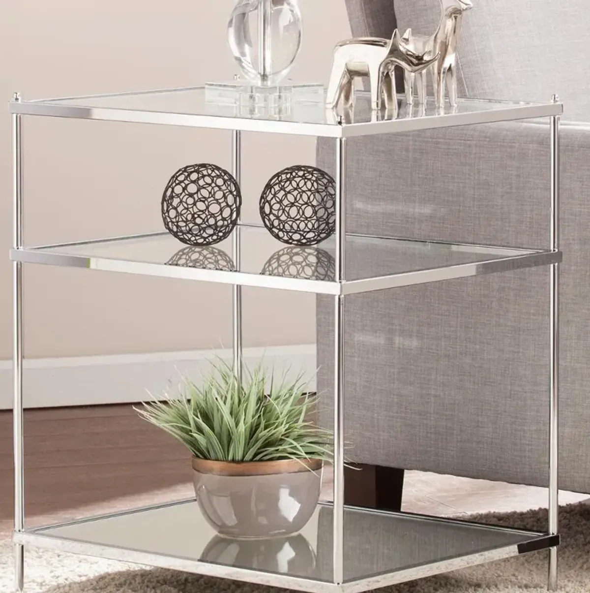 Knox Chrome Mirrored Side Table