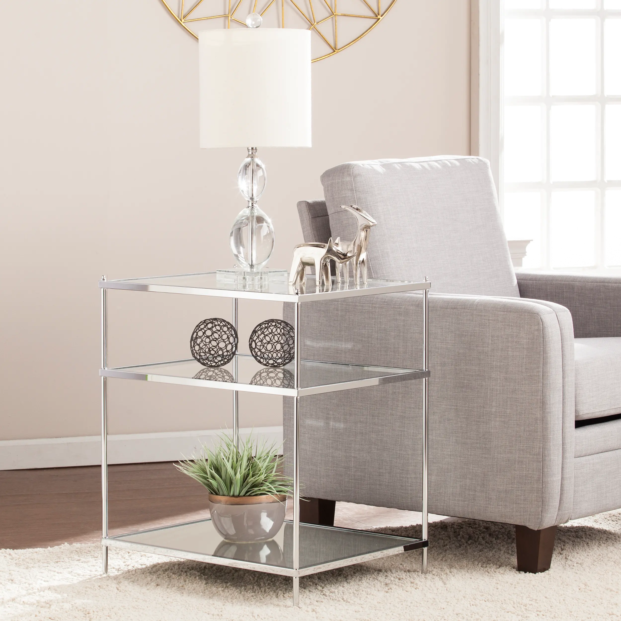 Knox Chrome Mirrored Side Table