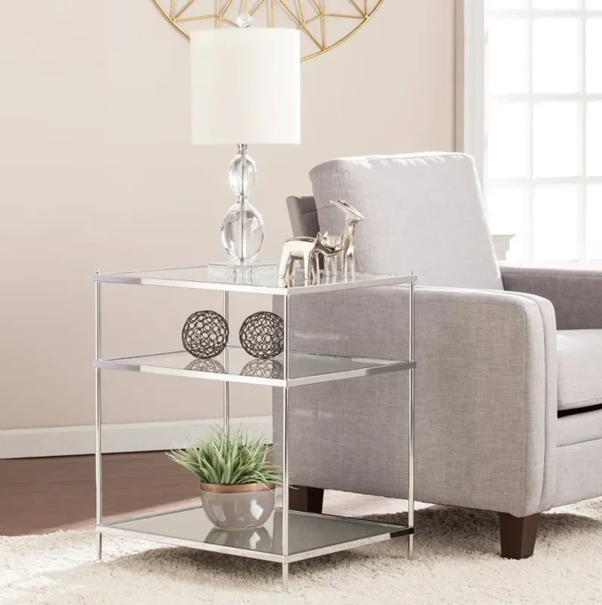 Knox Chrome Mirrored Side Table