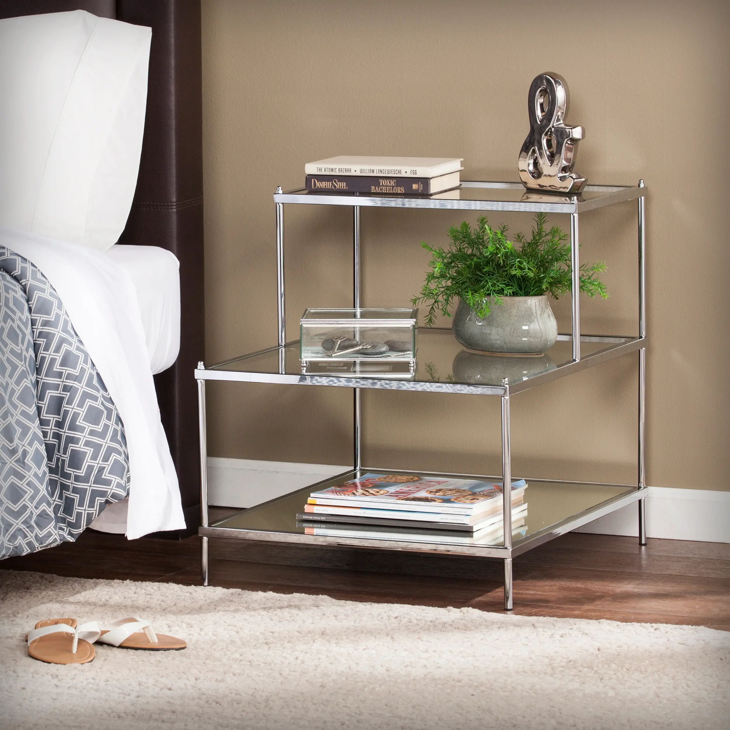 Knox Chrome Mirrored Accent Table