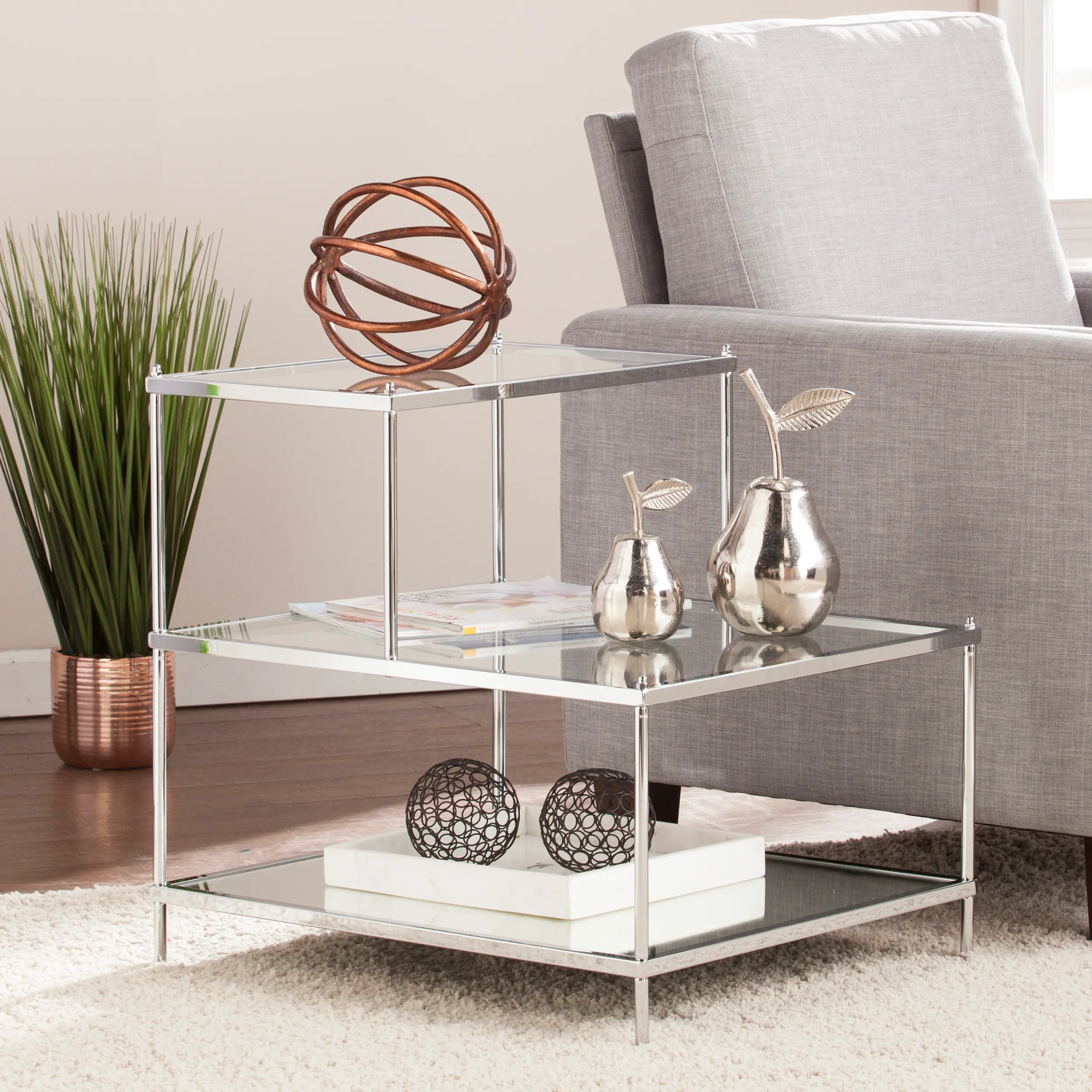 Knox Chrome Mirrored Accent Table