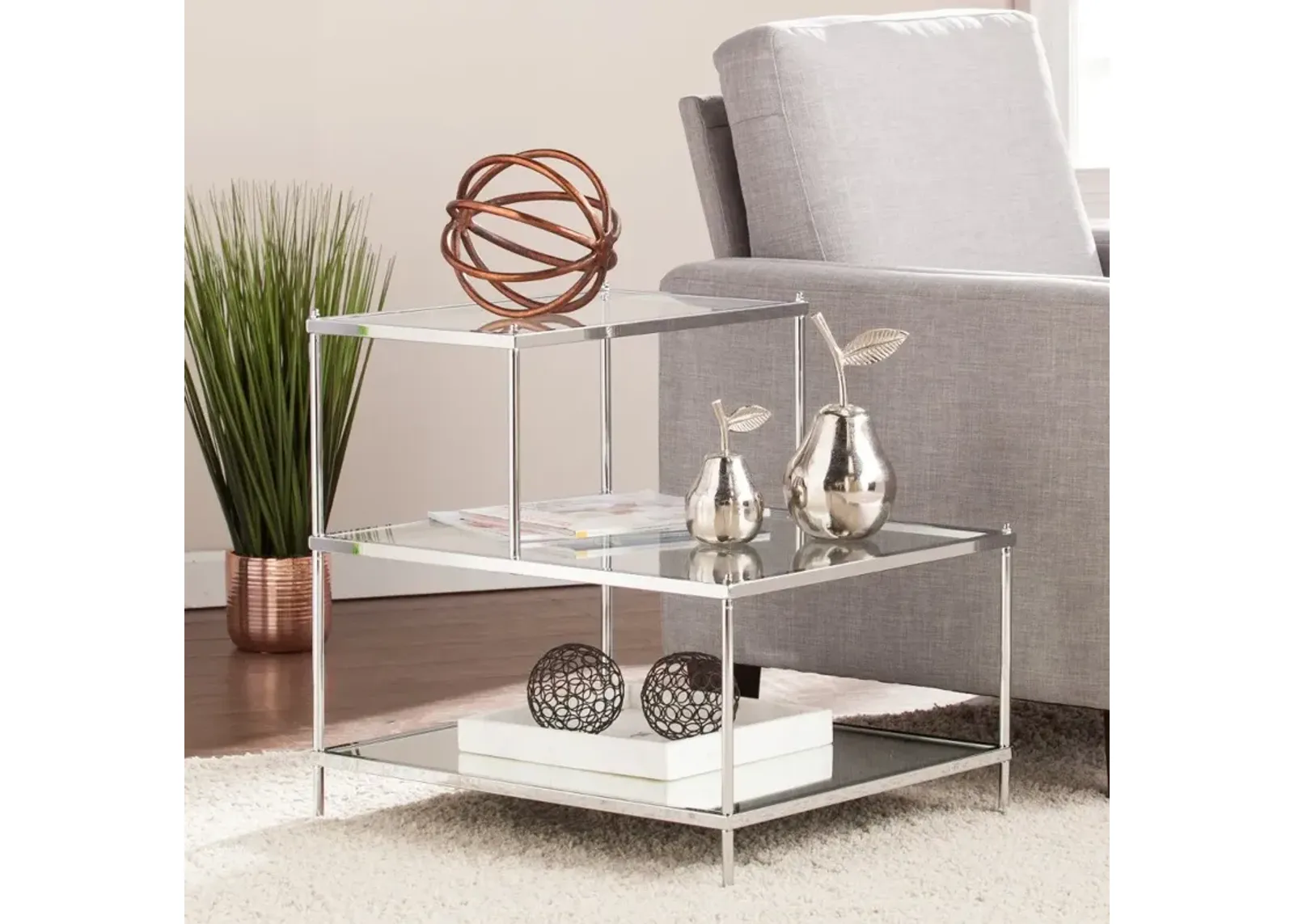 Knox Chrome Mirrored Accent Table