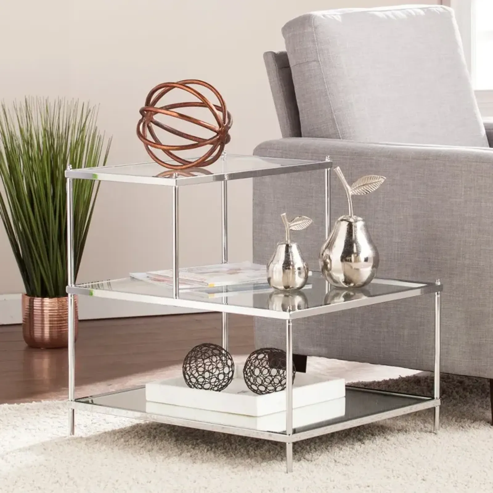 Knox Chrome Mirrored Accent Table