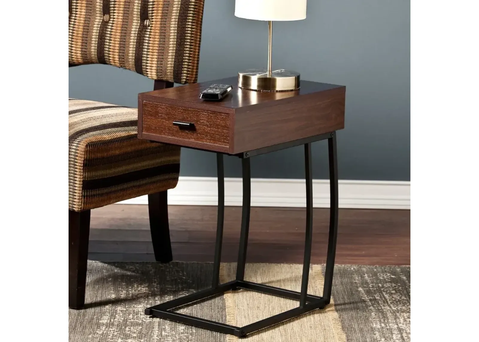 Porten Walnut Side Table with USB