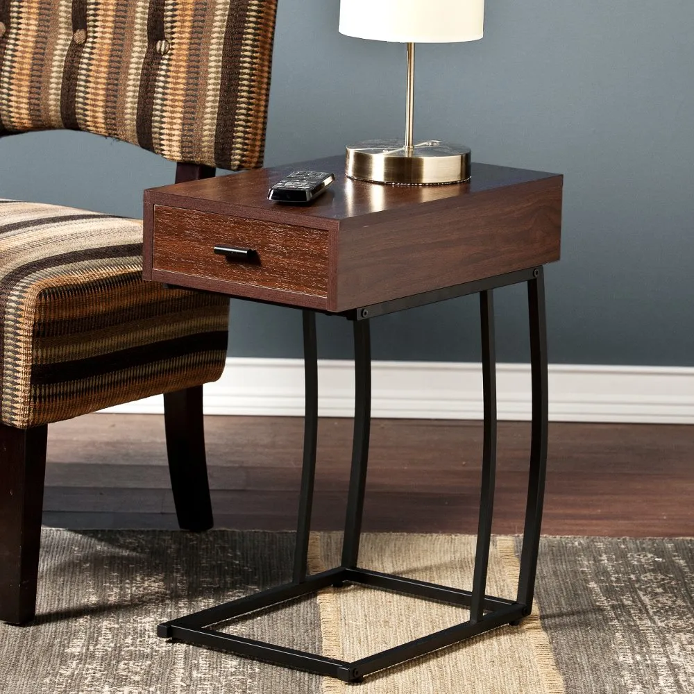 Porten Walnut Side Table with USB