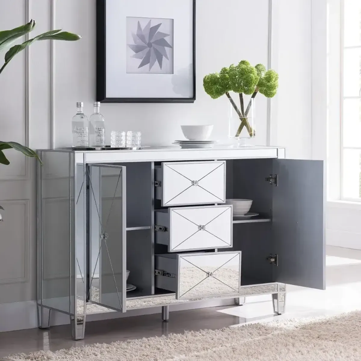 Mirage 3-Drawer Mirrored Cabinet