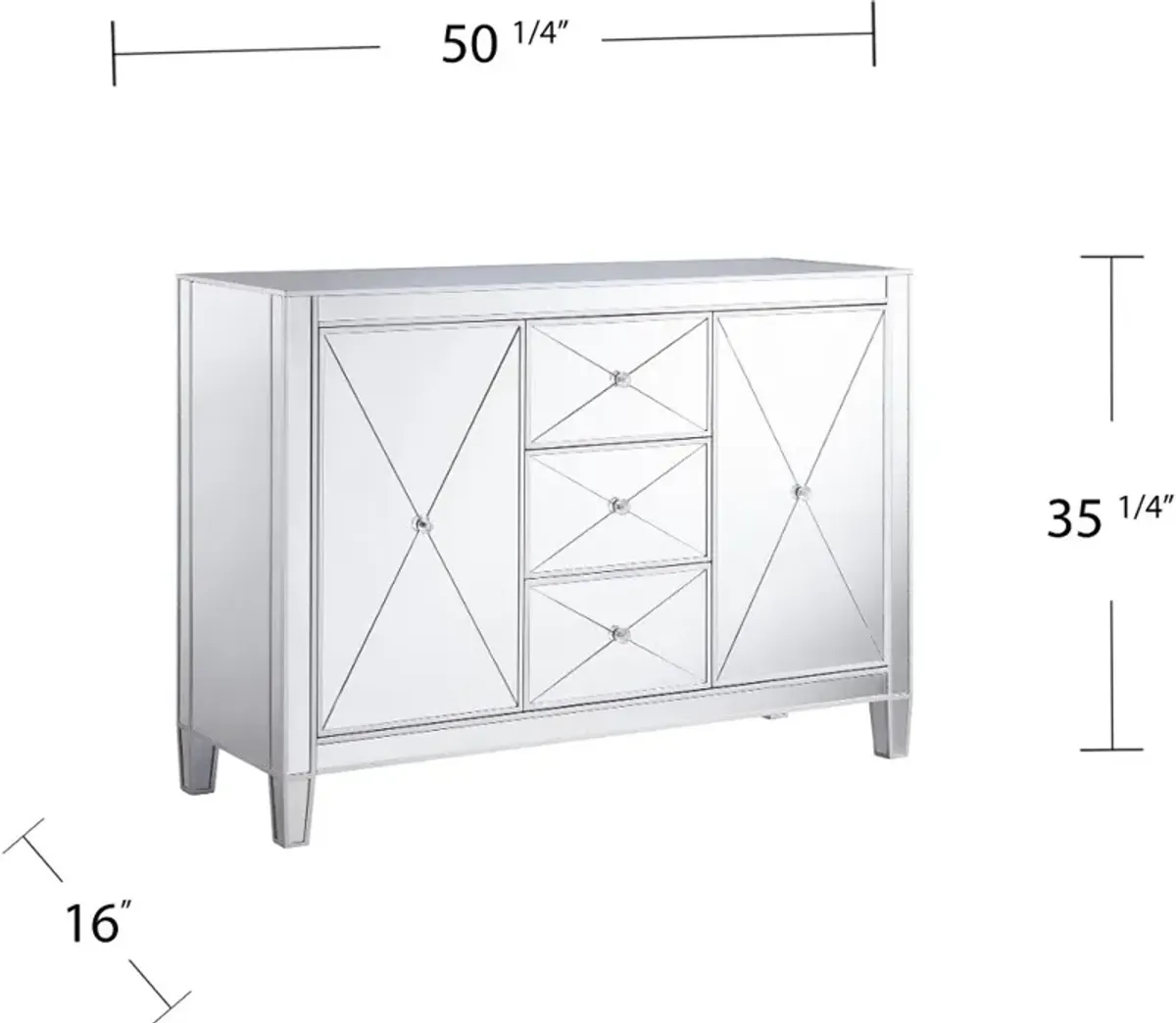 Mirage 3-Drawer Mirrored Cabinet