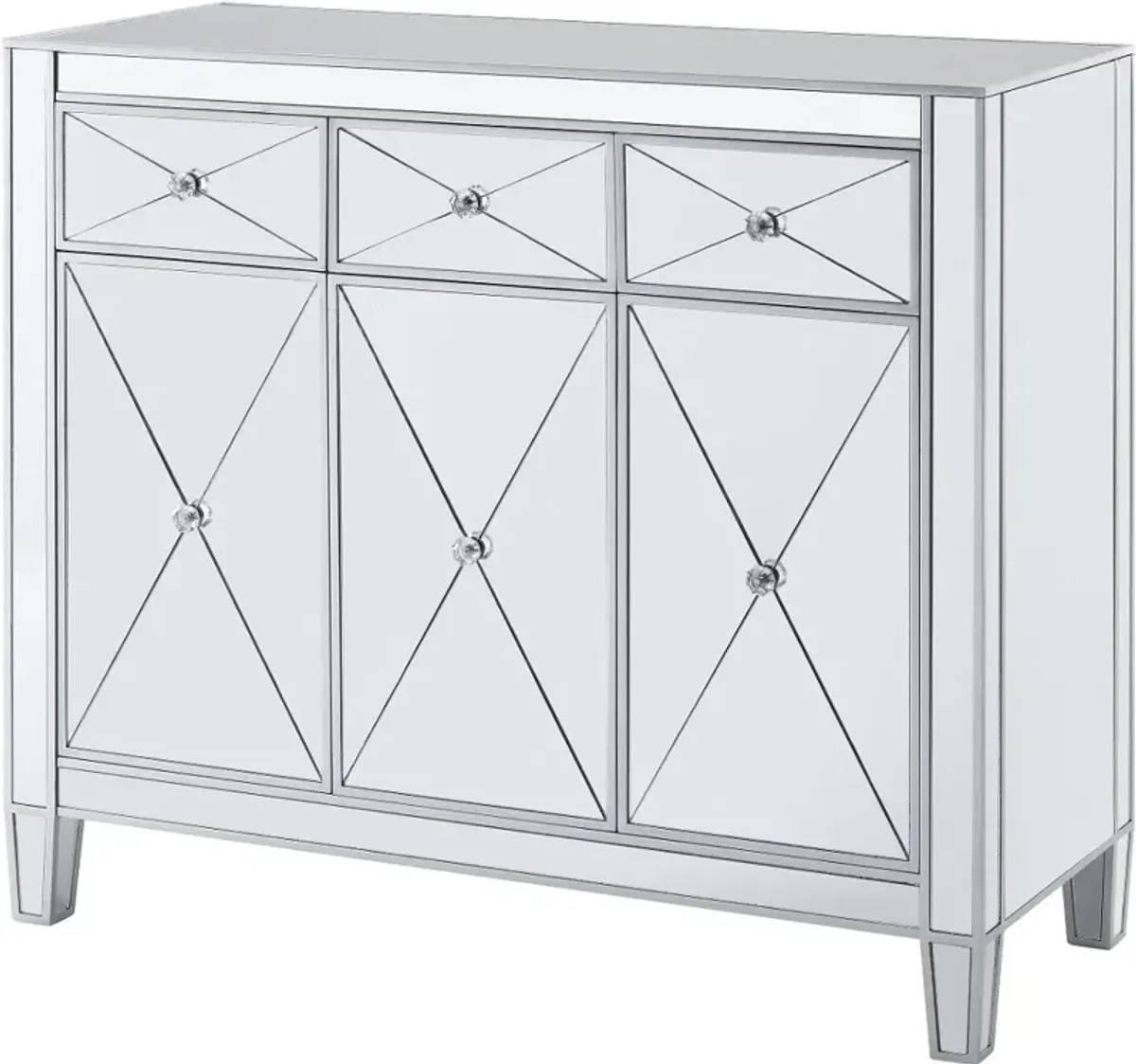 Mirage 3-Door Mirrored Accent Cabinet