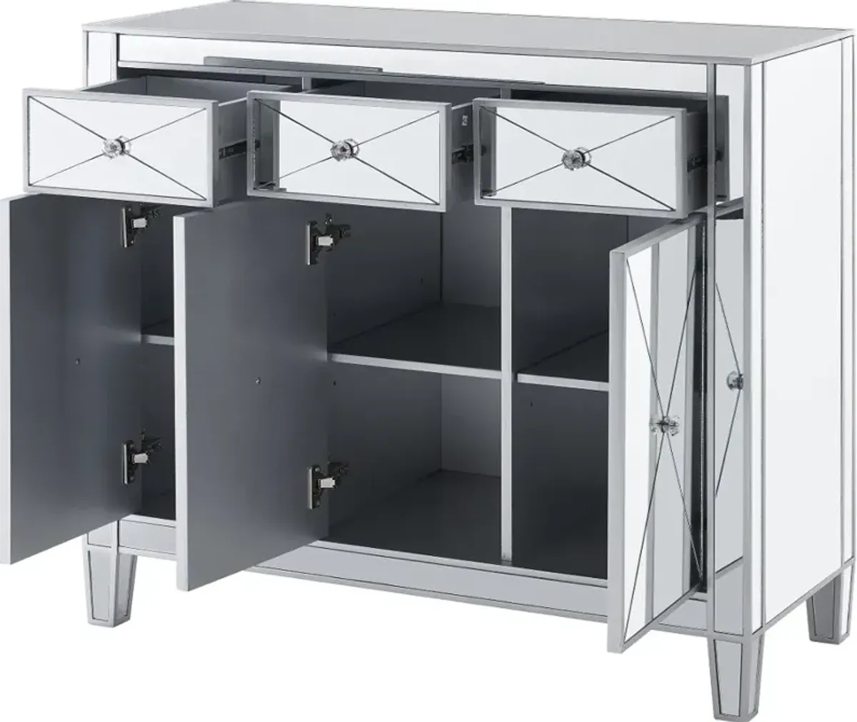 Mirage 3-Door Mirrored Accent Cabinet