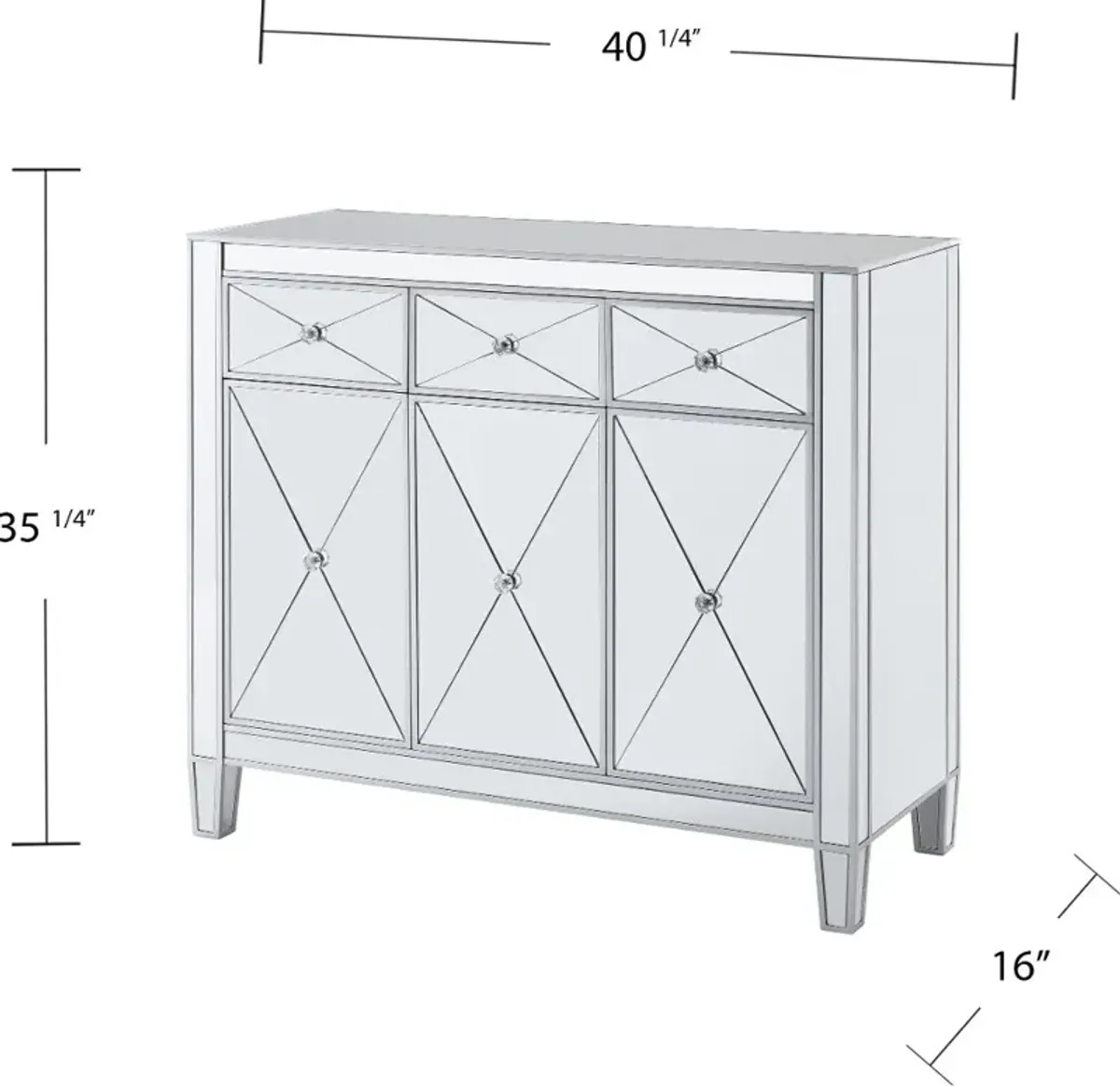 Mirage 3-Door Mirrored Accent Cabinet