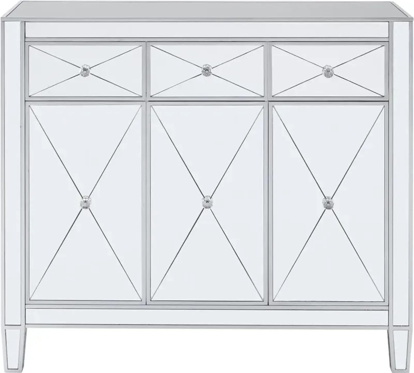 Mirage 3-Door Mirrored Accent Cabinet