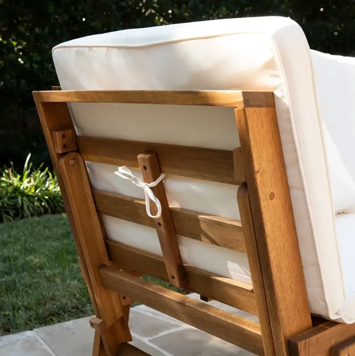 Holly & Martin Dolavon Outdoor Convertible Lounge Chair with White Cushions