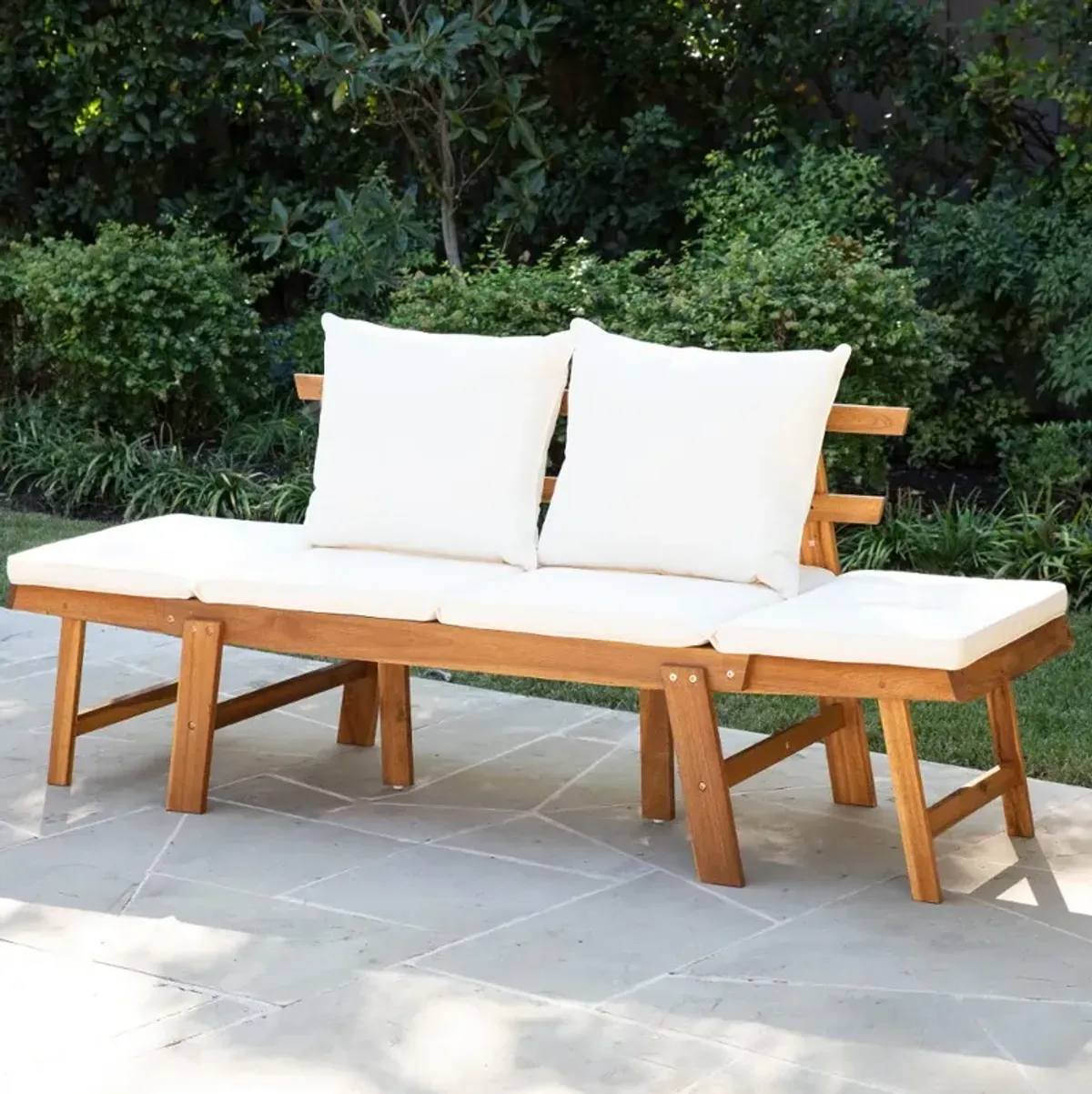 Holly & Martin Dolavon Outdoor Convertible Lounge Chair with White Cushions