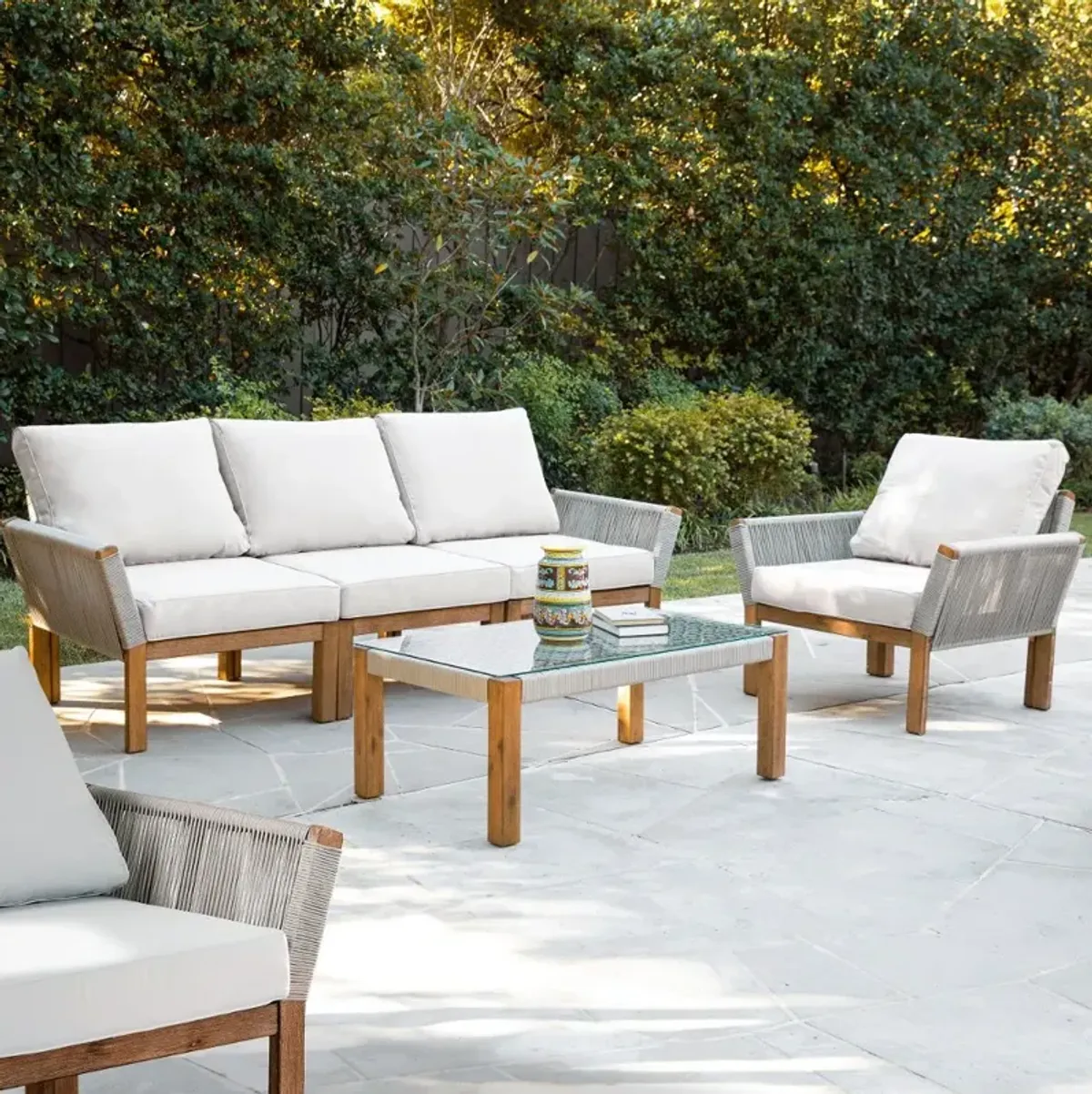 Brendina Natural & White 4 Piece Outdoor Seating Set