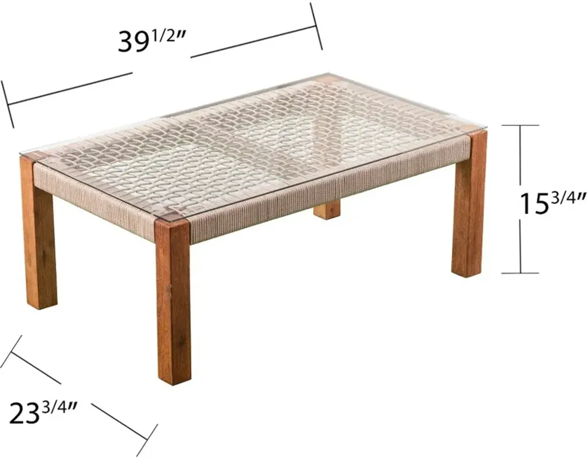 Brendina Outdoor Glass-Top Coffee Table