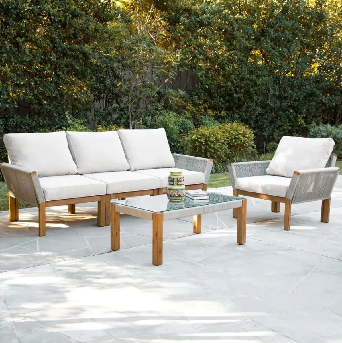 Brendina Outdoor Armchair with White Cushions