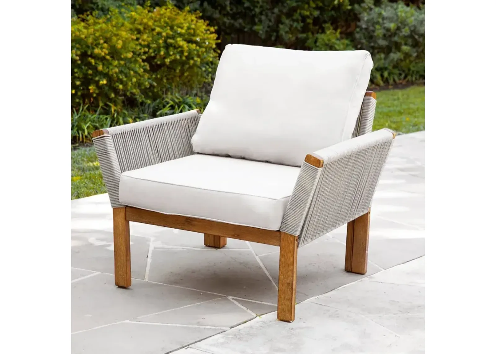 Brendina Outdoor Armchair with White Cushions