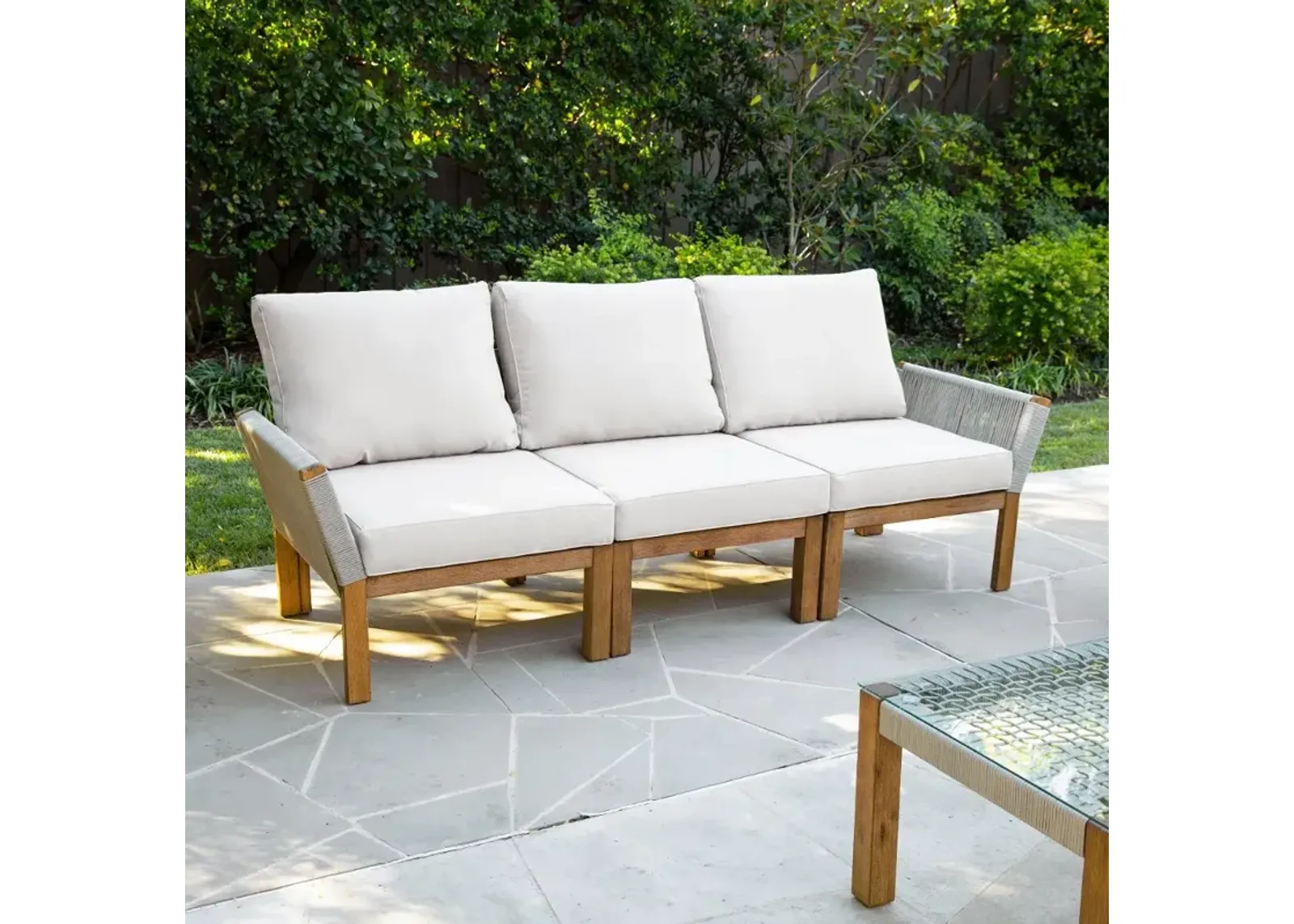 Brendina Outdoor Sofa with White Cushions