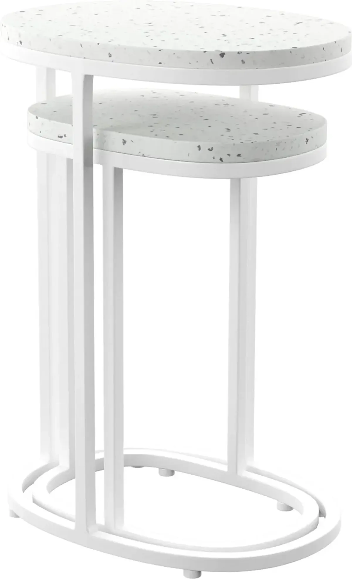 Vicanno White Terrazzo Outdoor Nesting Tables, Set of 2