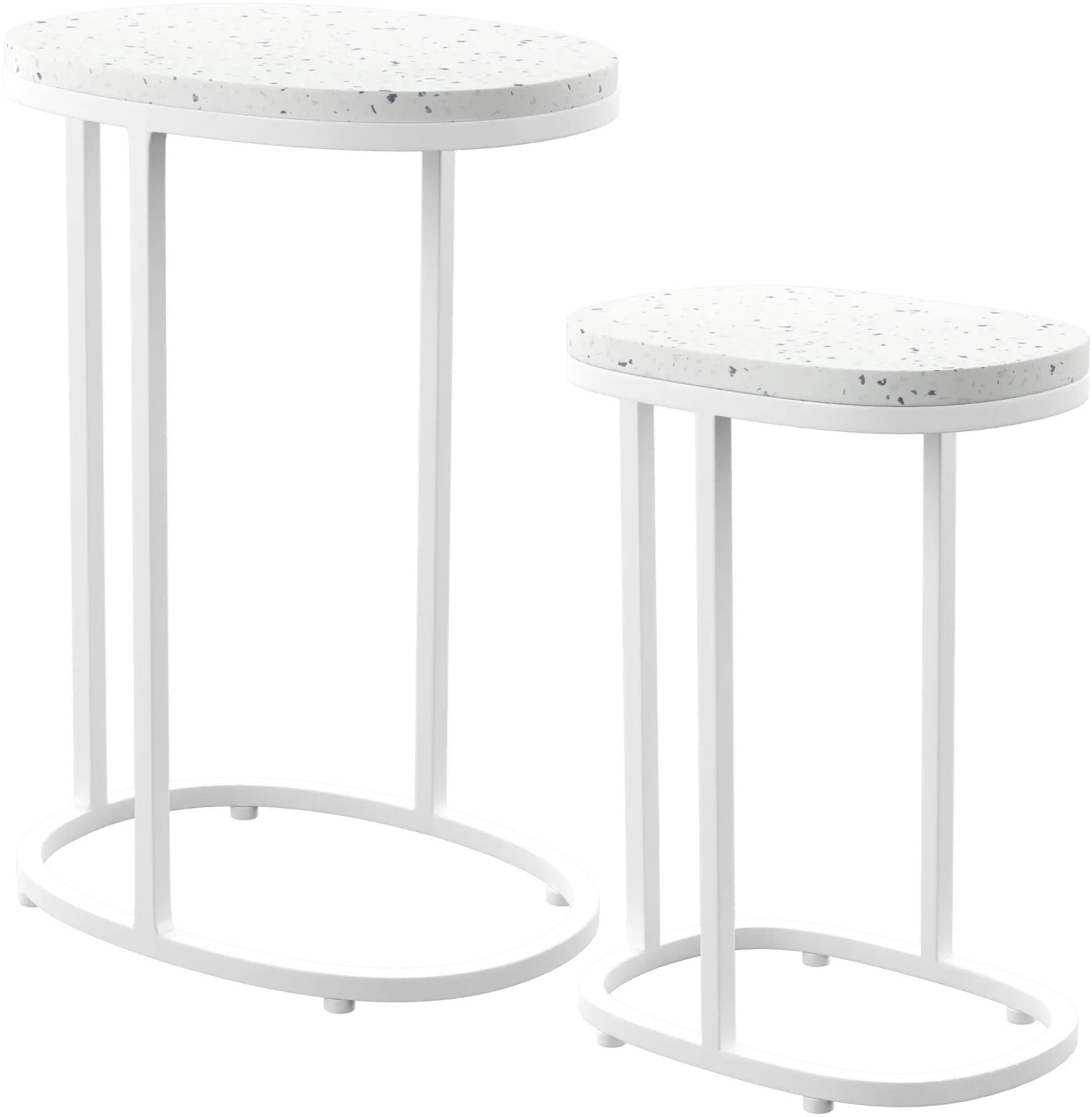 Vicanno White Terrazzo Outdoor Nesting Tables, Set of 2