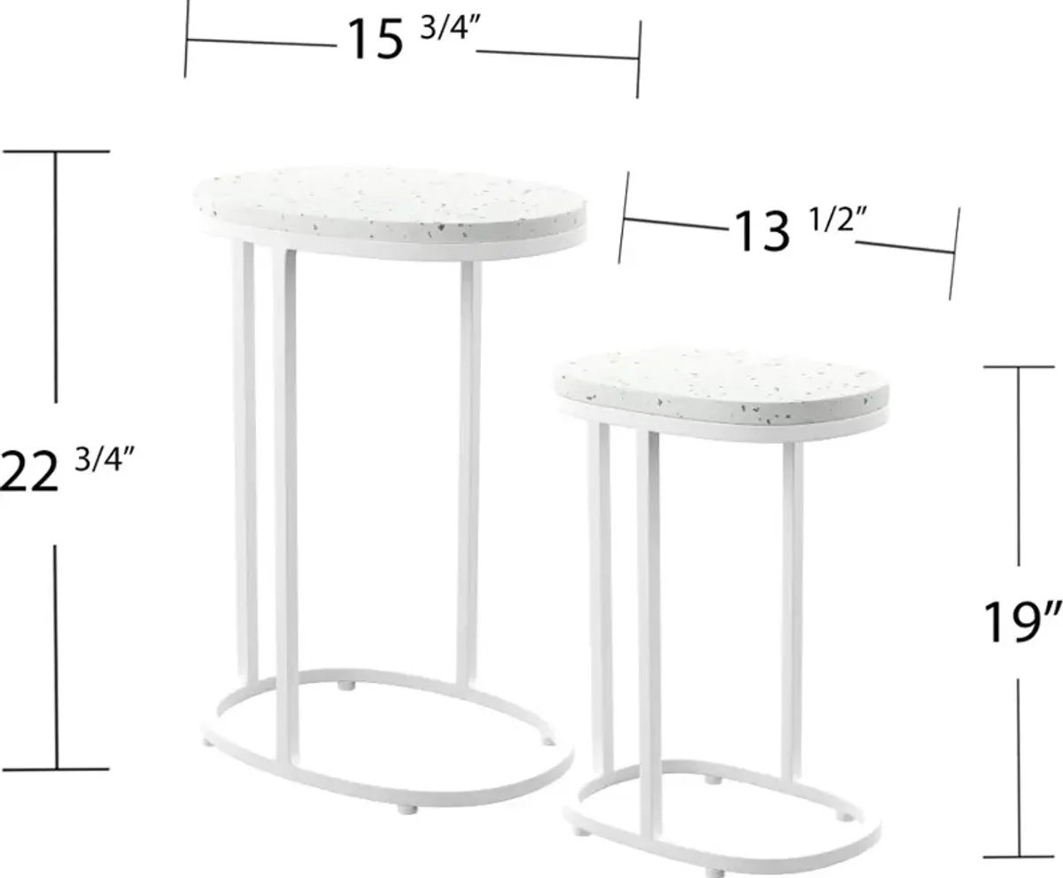 Vicanno White Terrazzo Outdoor Nesting Tables, Set of 2